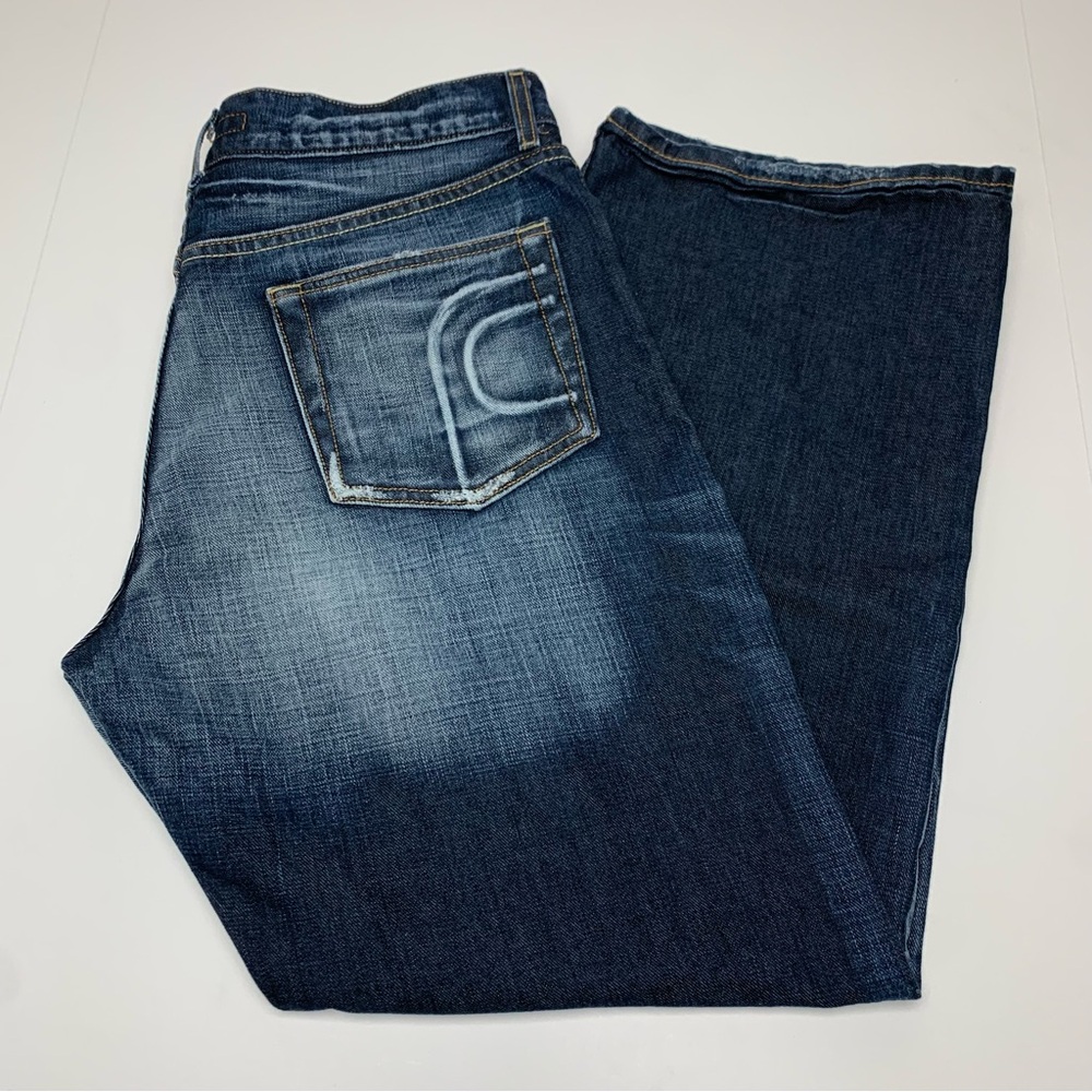 Vintage FCUK Jeans Y2k Button Fly Faded Baggy Blue Denim Pants Mens Size 36